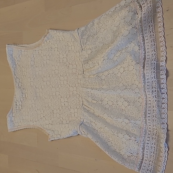 LIKE NEW Anthropologie One September White and Pink Sleeveless/Lace/Peplum Tank - Picture 7 of 11